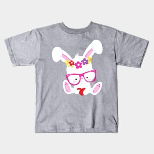 Valentine's Day Bunny, White Bunny, Glasses, Heart Kids T-Shirt